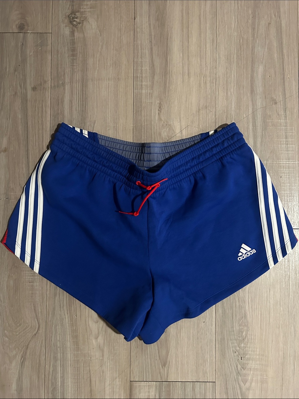 adidas Royal Blue Athletic Shorts with White Stripes